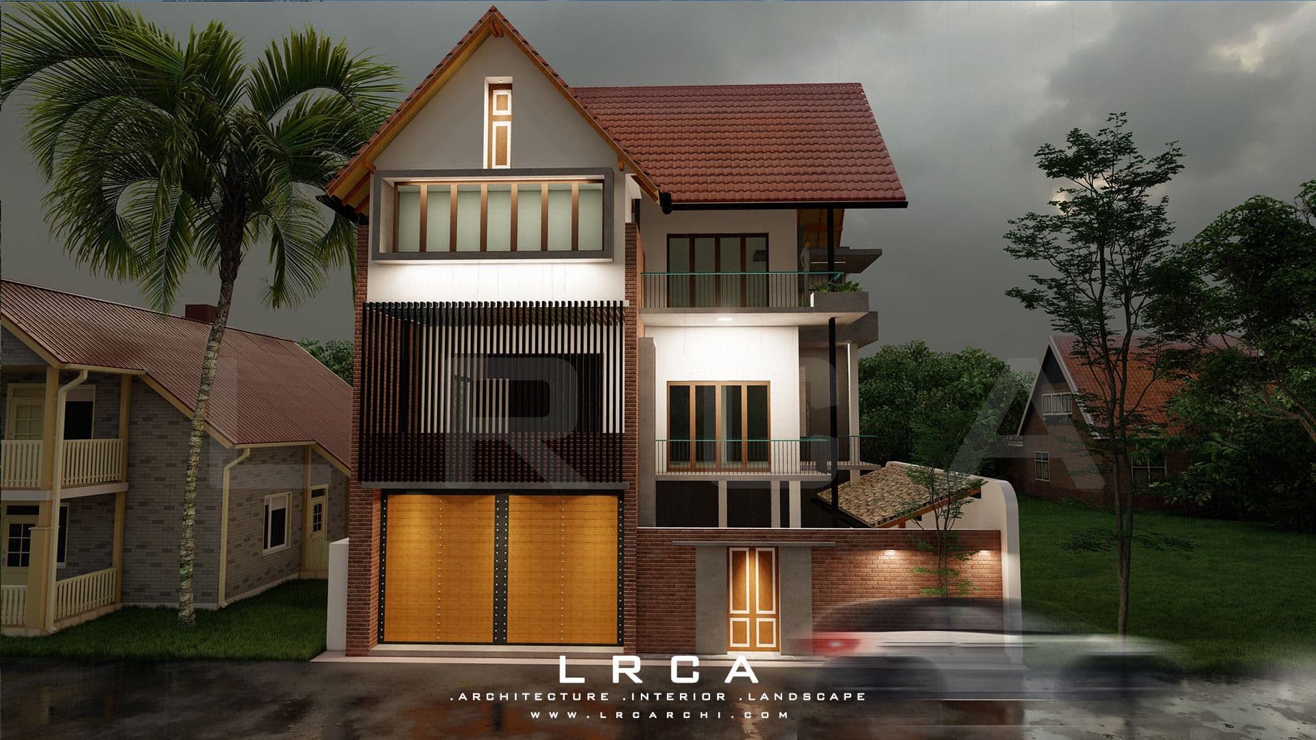 Luxurious front facade of Home at night